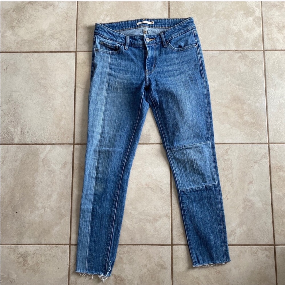 Levi’s 711 Skinny Raw Hem Patchwork